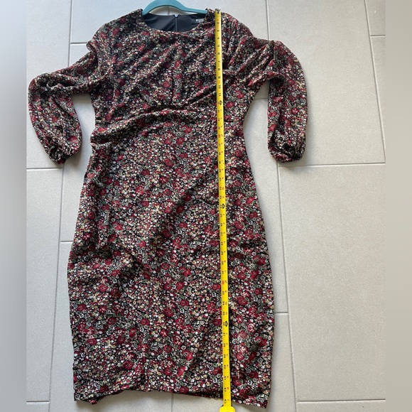 MISSGUIDED PETITE FLORAL LONG SLEVE SLIT MIDI DRESS SIZE 12 - Picture 6 of 11